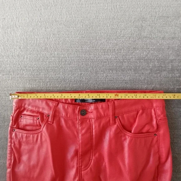 Valabasas Stacked Faux Leather Cargo Pants Mens 36x36 Matte Red Banjo Flared Leg